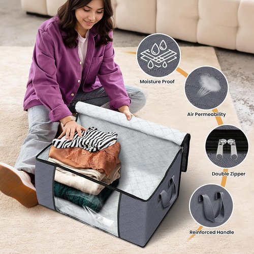 Fab Totes Storage Bags - Foldable Closet Organizers with Reinforced Handles for Home & Dorm | Ideal for Clothes & Blankets