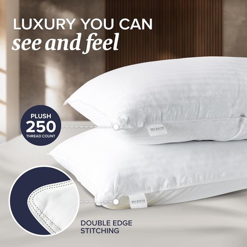 Beckham Hotel Collection Queen Pillows - Soft Down Alternative with Cotton Pillowcases | Set of 2, White