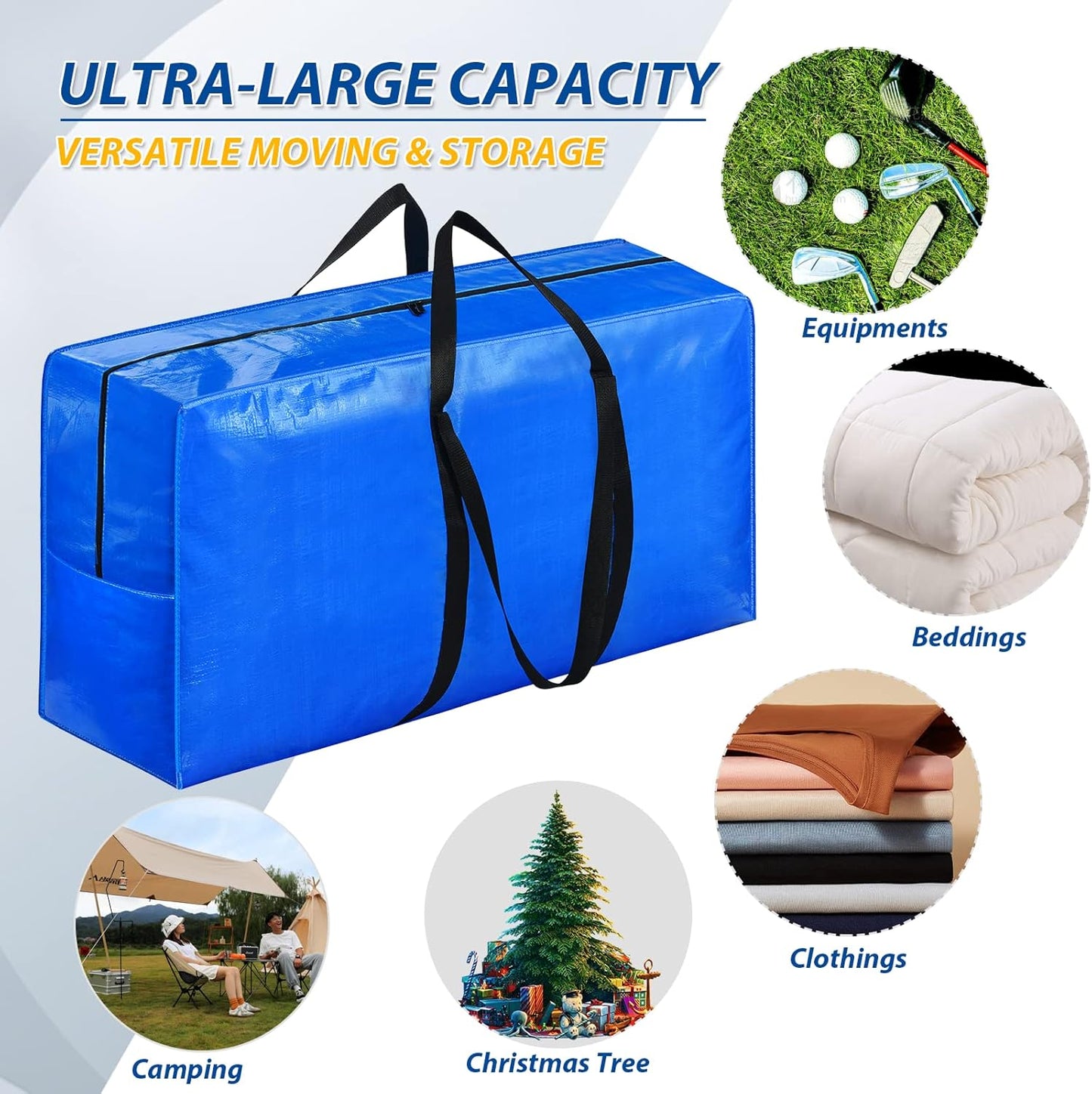 Jumbo Storage Bags by [Brand Name] - Heavy Duty 57 Gallon Moving Totes | Foldable Duffle for Travel & Holiday Decor - 2 Pack