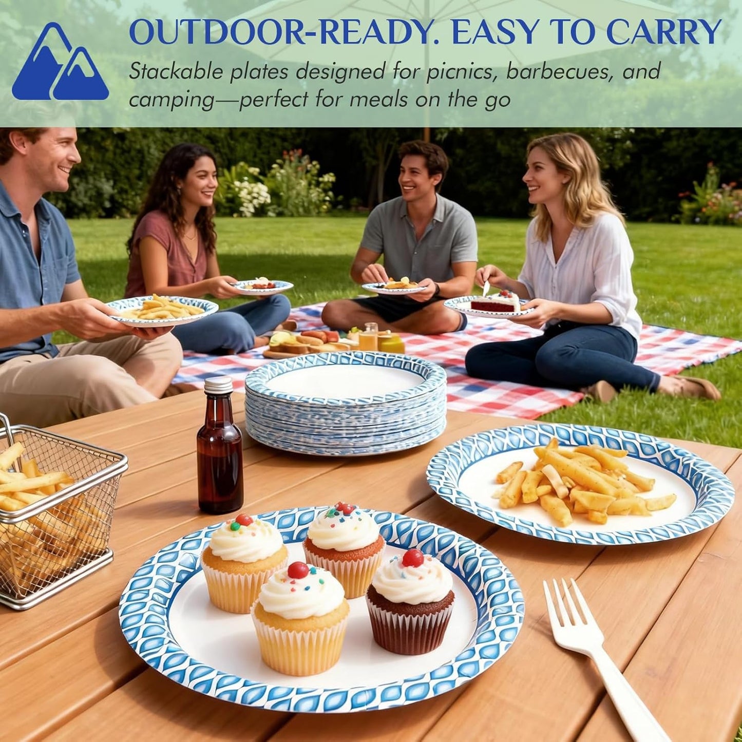 MUCHII Disposable Paper Plates - 8.375 Inch, 300 Count, Soak & Cut Proof | Perfect for Parties & Gatherings
