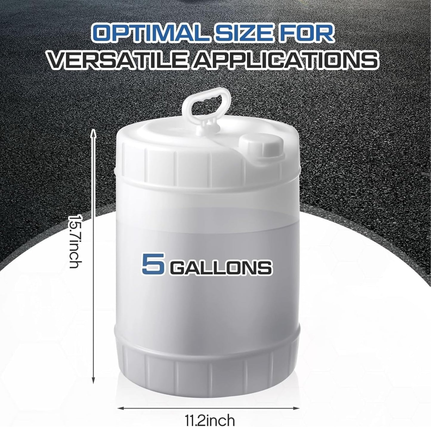 5 Gallon HDPE Oil Storage Container Automotive | - Leak Proof Translucent Plastic Carboy with Handle - ext. Dia. 11.5" x 14.75" H. - Made in USA