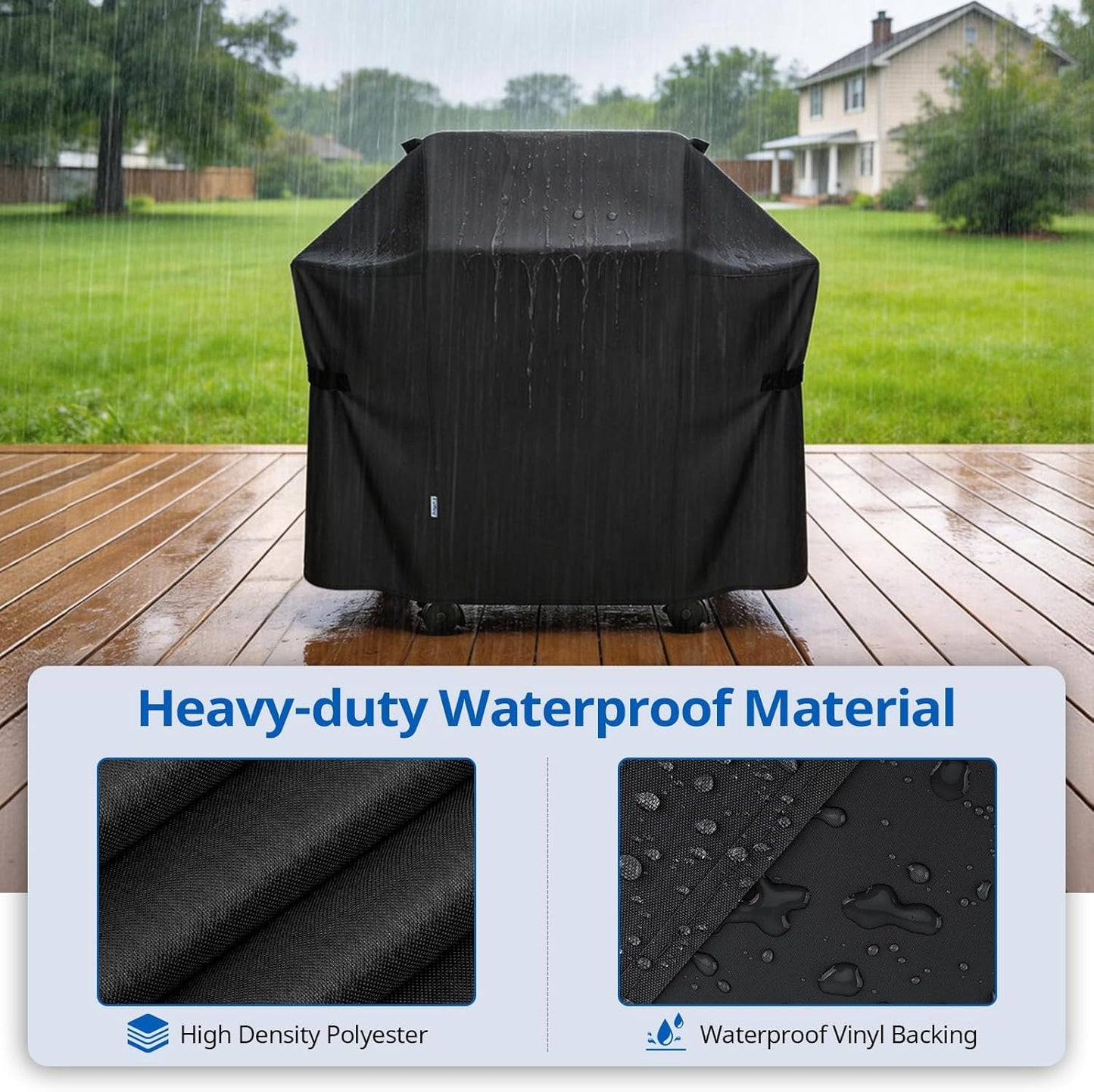 SunPatio BBQ Grill Cover - 52 Inch Waterproof & Durable Gas Barbecue Cover for Weber Spirit | Charbroil & Kenmore Grills