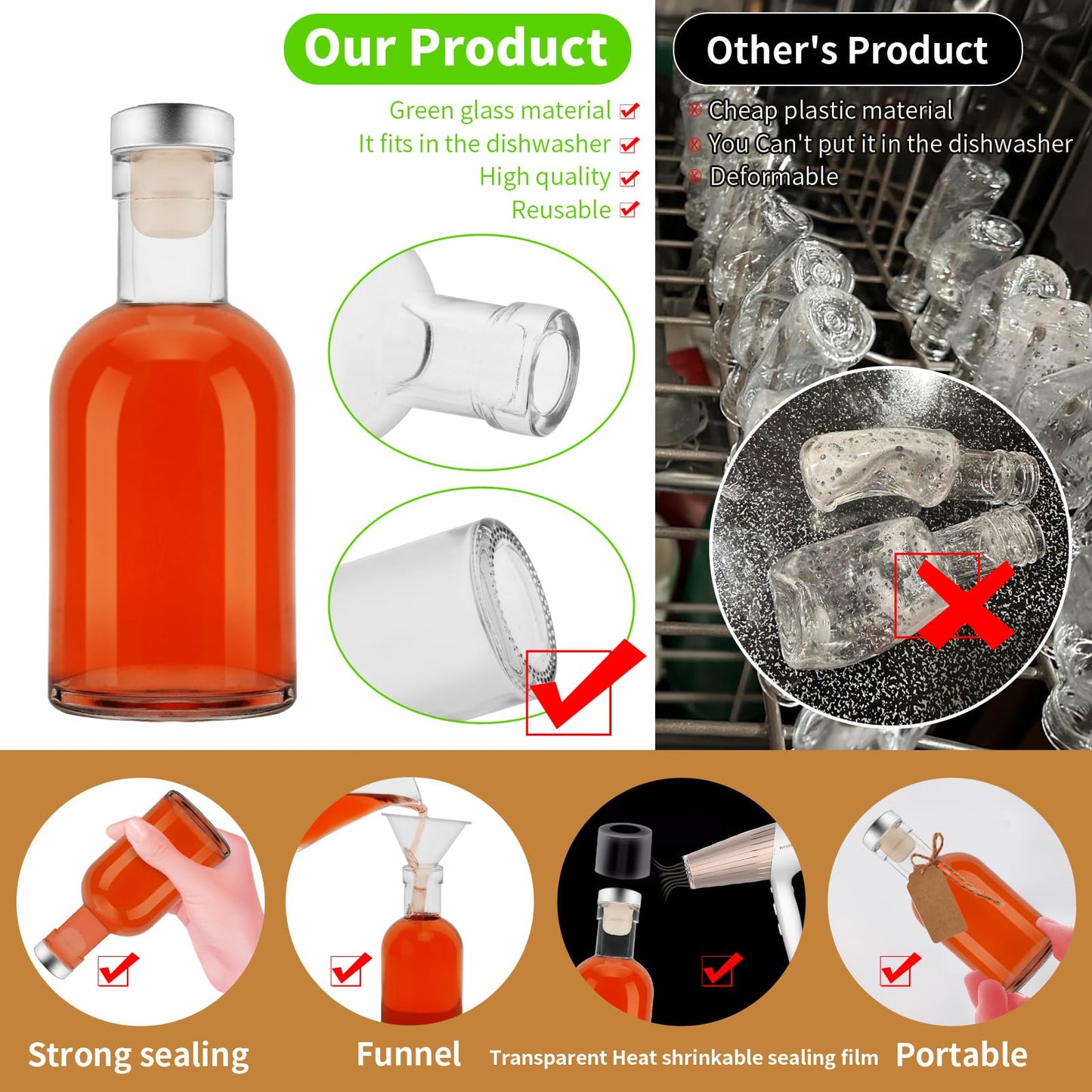 eispap 25 Pcs 3.5OZ Mini Glass Liquor Bottles with Lids Small Glass Wine Bottle Reusable Empty Alcohol Bottles with Aluminum Silver Cap for Christmas Birthday Weddings (100ML 3.5OZ 25PC)