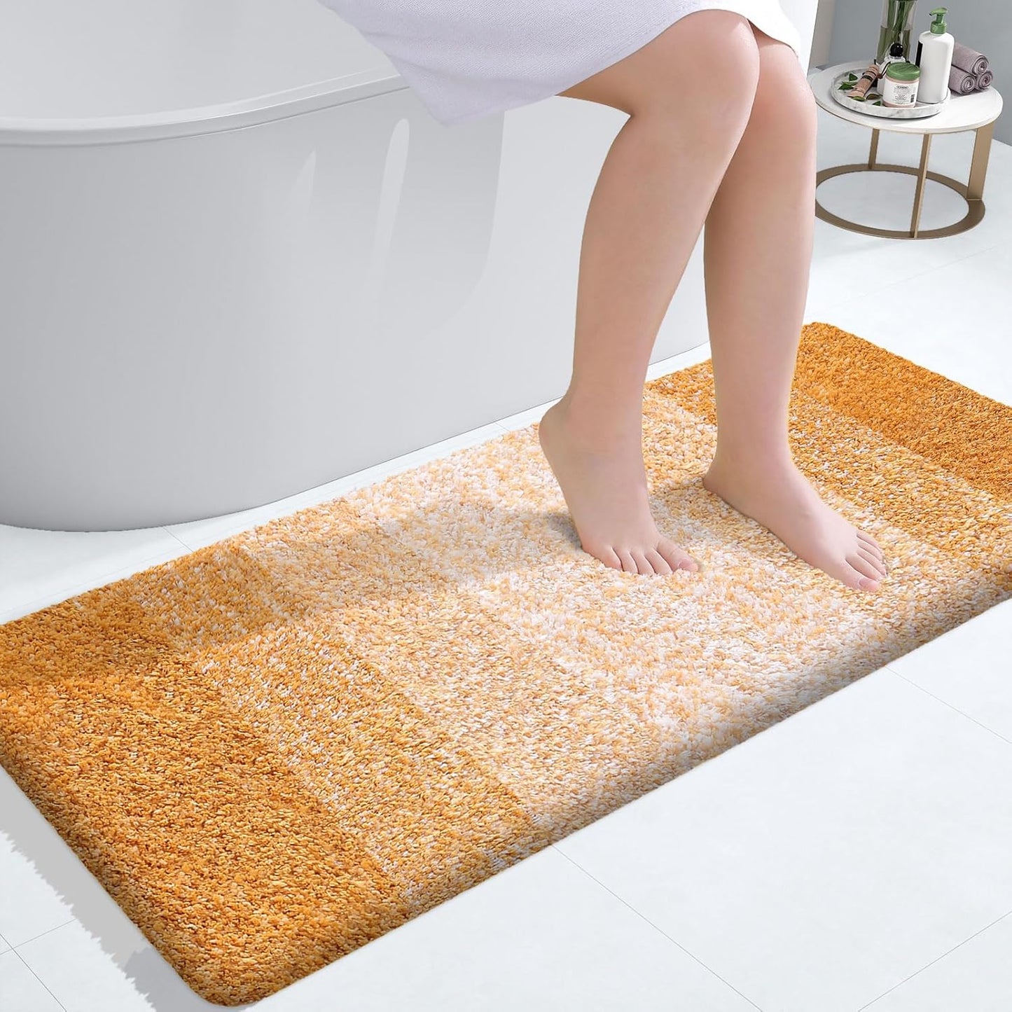 OLANLY Large Bathroom Rugs - Extra Soft Microfiber Mat 40x24 | Quick Dry, Washable, Rubber Backing, Golden Yellow
