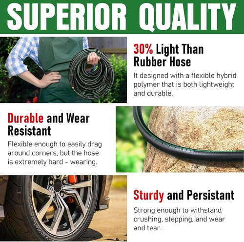 **Heavy Duty Garden Hose - 25ft Non-Expandable Flexible Water Hose | Kink Resistant & Lightweight**