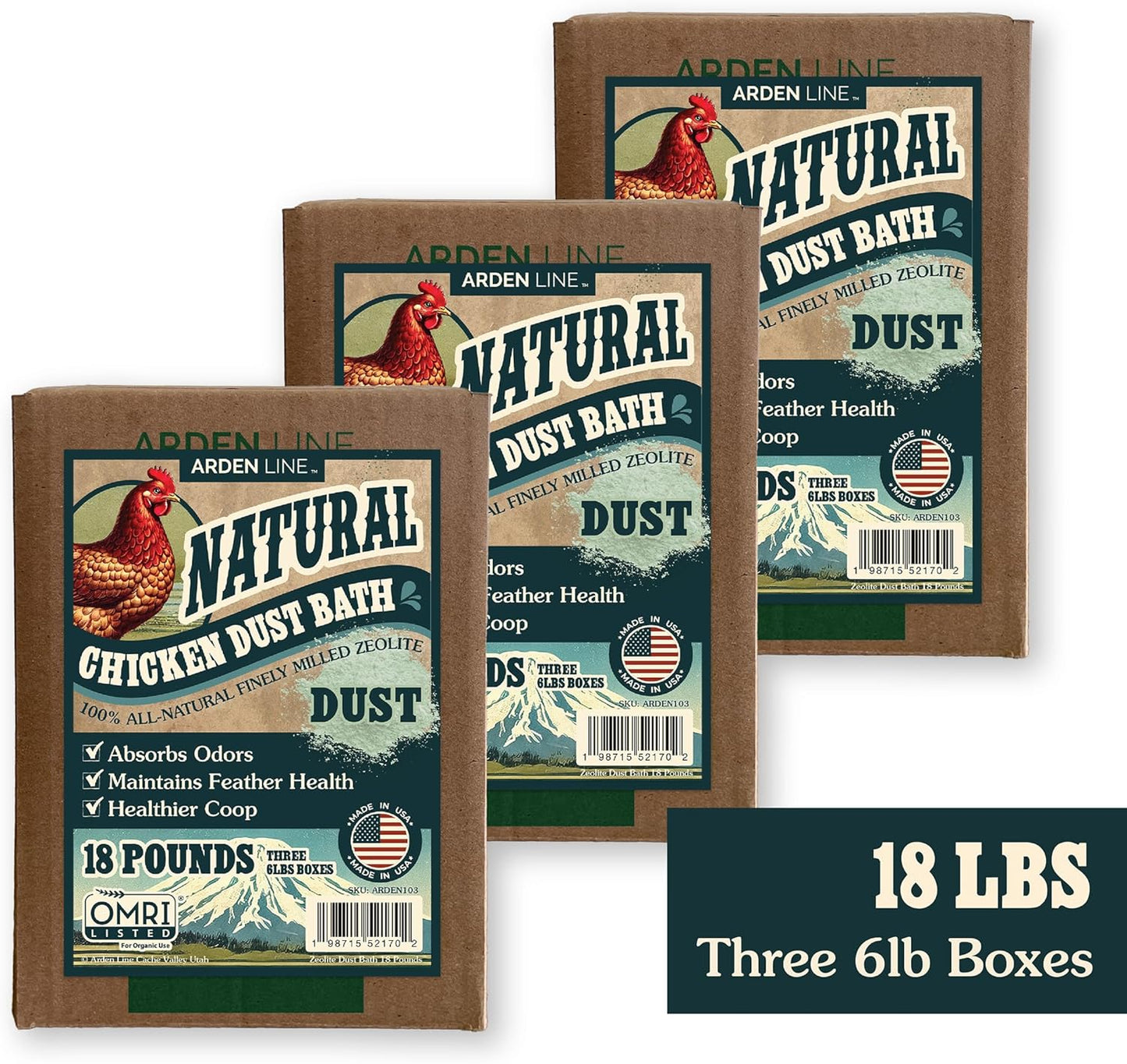 Zeolite Chicken Dust Bath - All-Natural Finely Milled Dust in 12 lb Kraft Box | Made in The USA
