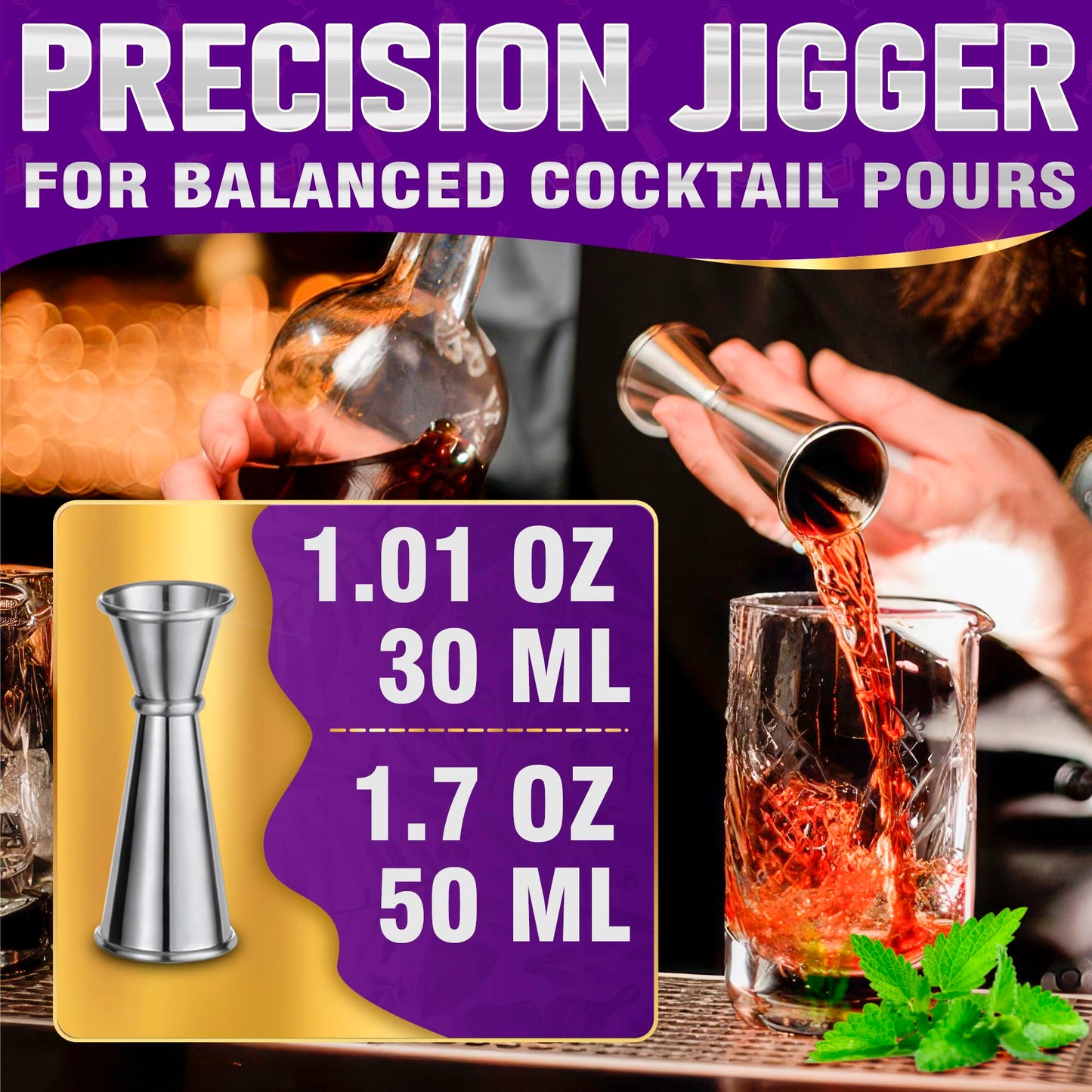 3 Pcs Muddler for Cocktails Set - Bar Muddler Tool with Sturdy Head, Versatile Cocktail Spoon & Jigger, Easy to Use & Clean, Stylish Rust-Resistant Stirring Tool - Bar Tools for Drinks Mixing