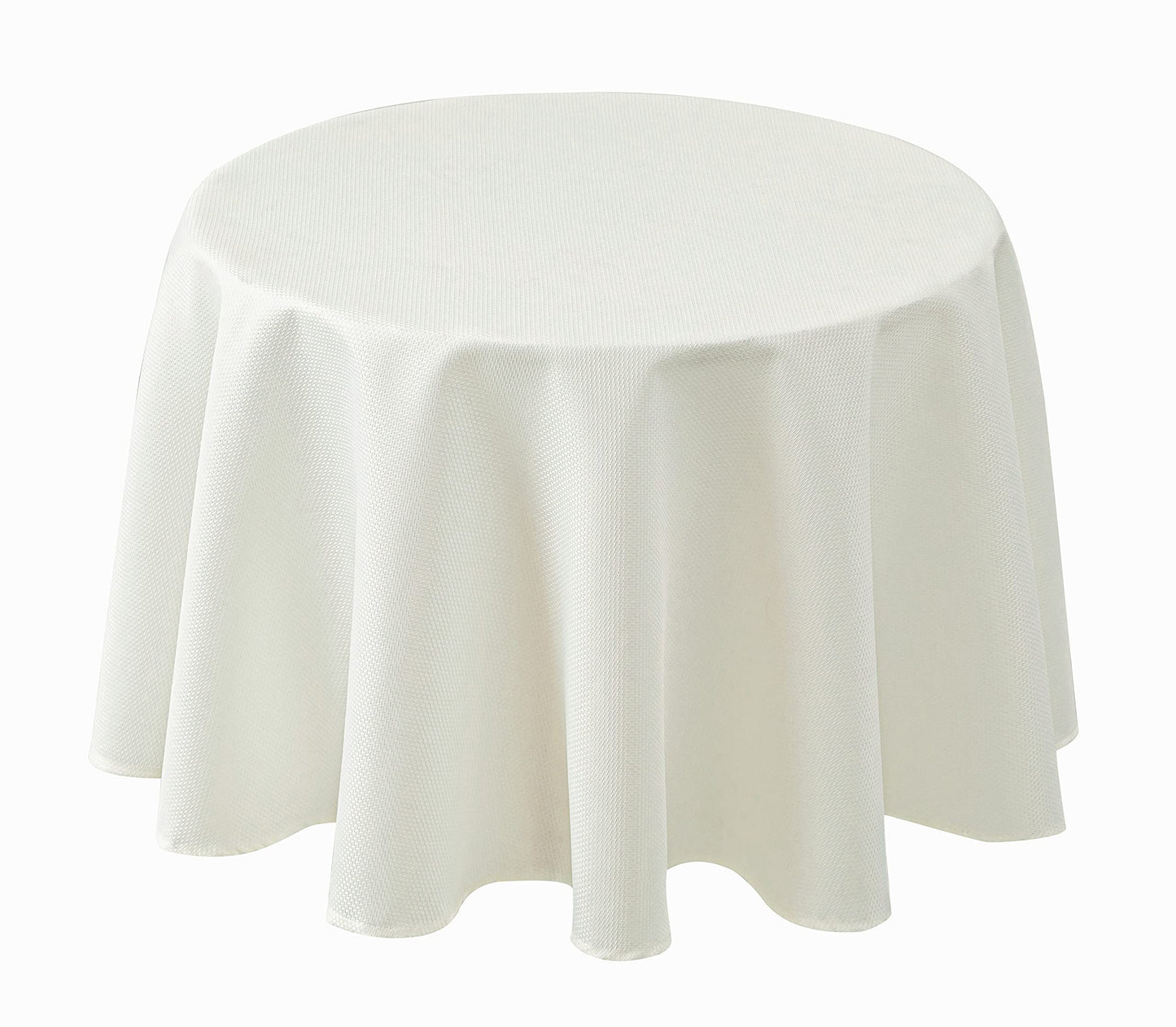 Biscaynebay Textured Fabric Round Tablecloths 70", Ivory Water Resistant Table Cloth Circle Folding Table Covers for Dining, Kitchen, Wedding, Parties etc. Machine Washable