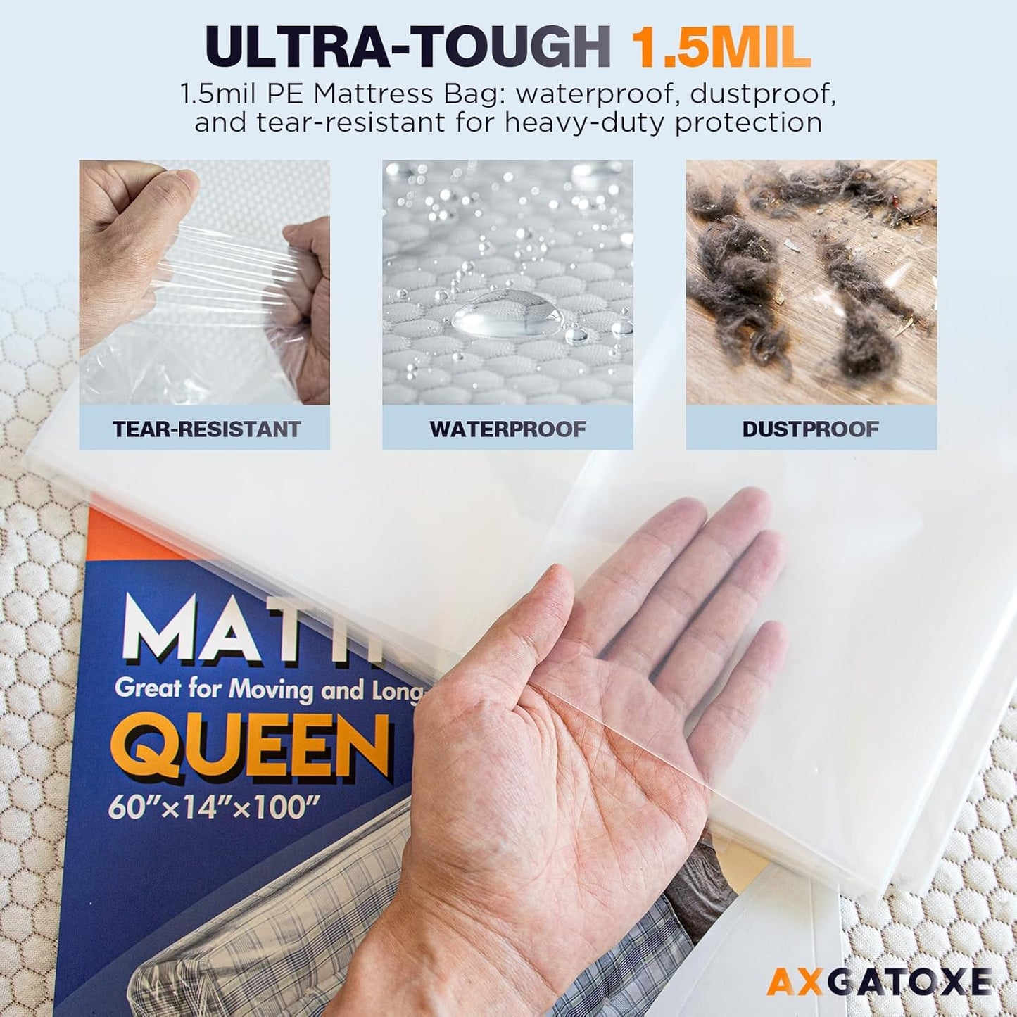 Regine Switzerland Waterproof Mattress Bag - Heavy-Duty Protector for Moving | Queen Size (1.5MIL)