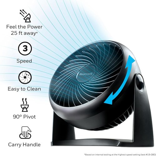 Honeywell HT-900 TurboForce Air Circulator Fan - Powerful Black Design for Optimal Airflow