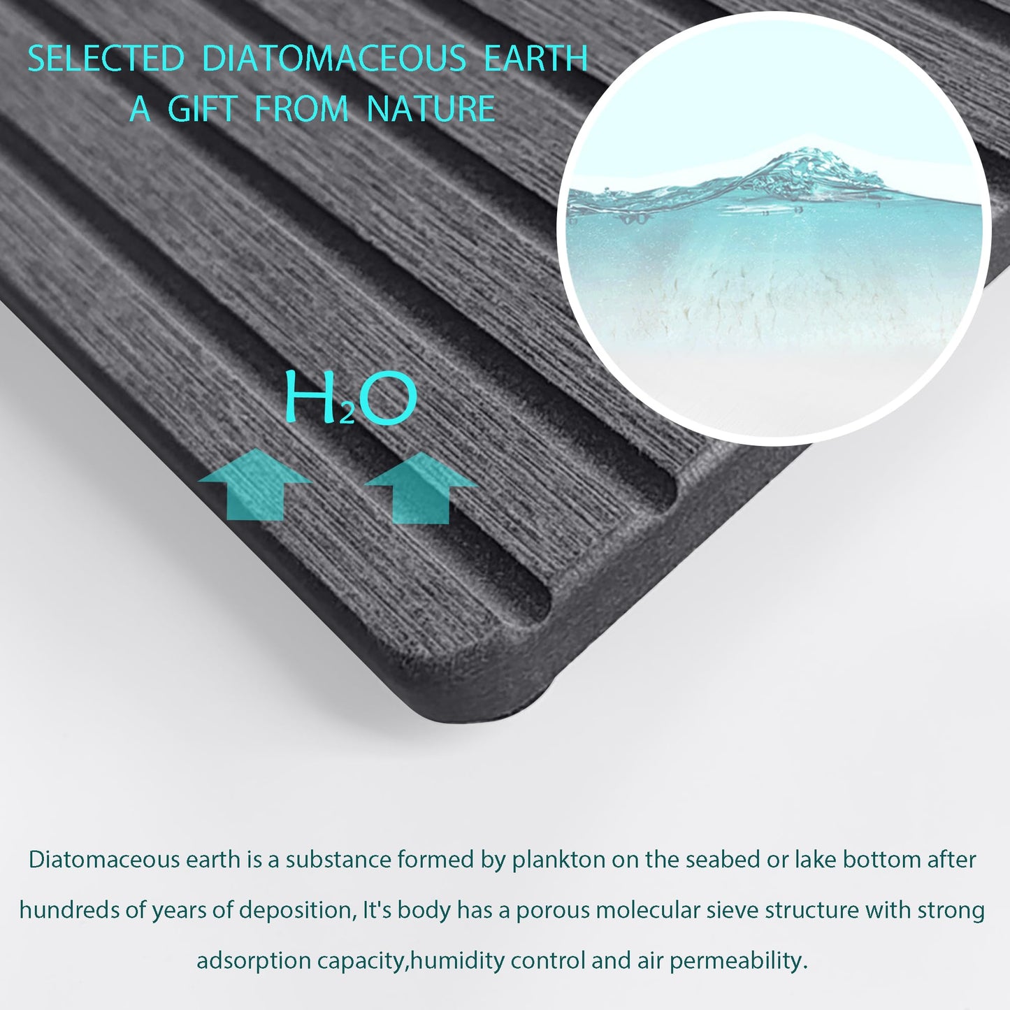NiuYichee 2 PCS Water Absorbent diatomite Coasters, 9.5" x 4" Water Absorbing Stone Tray for Sink, Stone Drying mat for Kitchen Counter, Stone soap Tray Used for Hand Soaps & toiletries & Plants