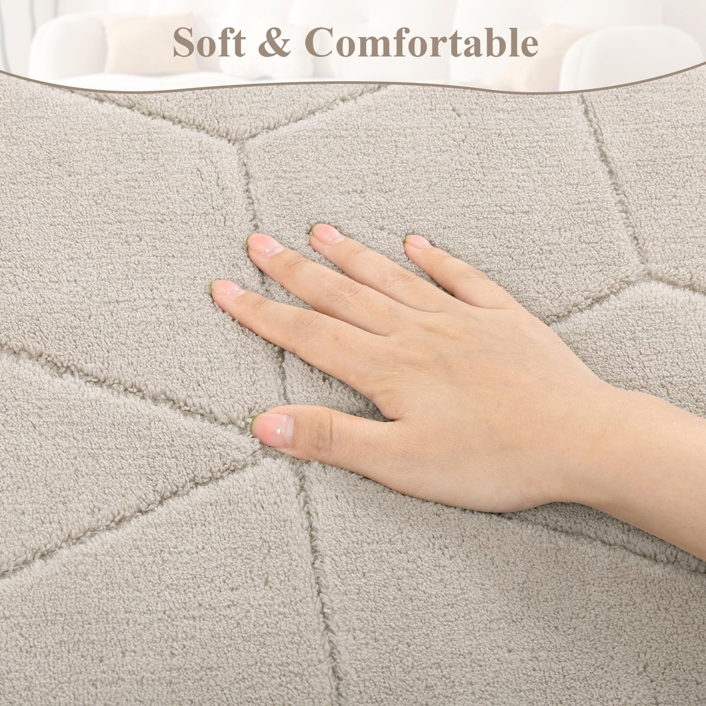SHACOS Soft 4x6 Area Rugs for Living Room, Non Slip Washable Rug, Stain Resistant Floor Carpet Modern Geometric Rug for Bedroom Dining Room Nursery Home Decor, Beige