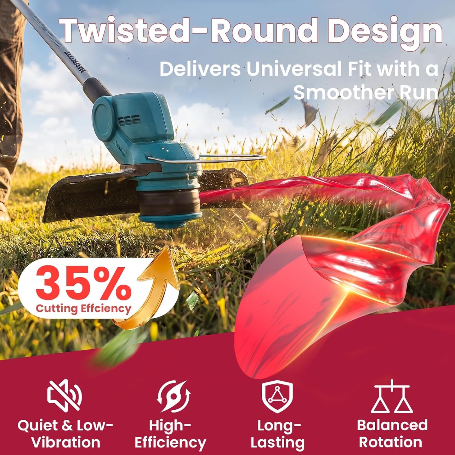 YWTESCH 065 Weed Trimmer Line - 0.065" Twisted Round String | 430-Foot Nylon for Electric & Cordless Trimmers