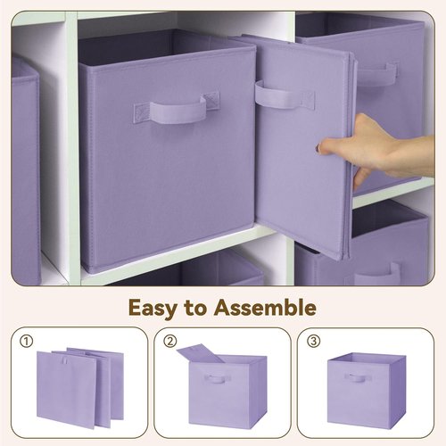 Granny Says Cube Storage Bins - 11-Inch Fabric Organizers in Lavender Purple | 8-Pack Collapsible Design
