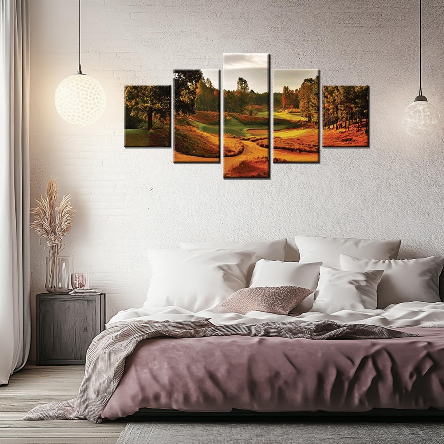 North Carolina Golf Course Wall Art Tobacco Road Golf Club Canvas Print for Living Room Picture Frame Golfing Artwork Wall Decor Holiday Gift Painting Poster Home Decoration(60''Wx32''H)