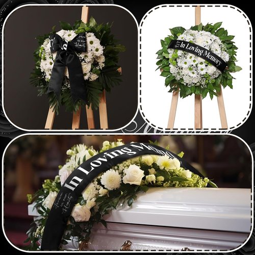 Fanfanwin Funeral Sash - Memorial Ribbon for Casket or Wreath | 58x4'' Black, In Loving Memory