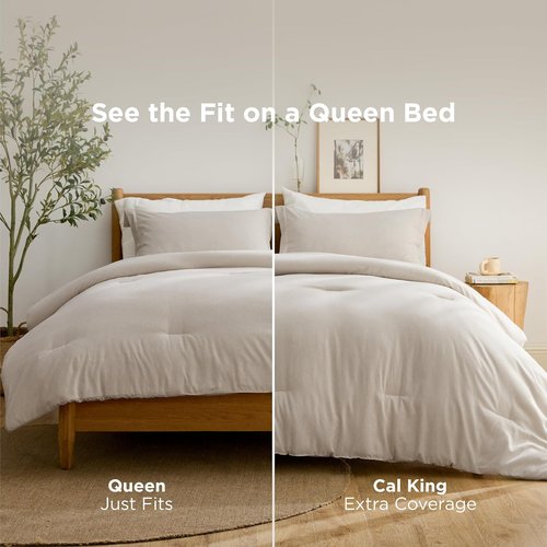 Bedsure Queen Comforter Set - Soft Beige Bedding for All Seasons | 3-Piece Set with 90"x90" Comforter & 2 Pillow Shams
