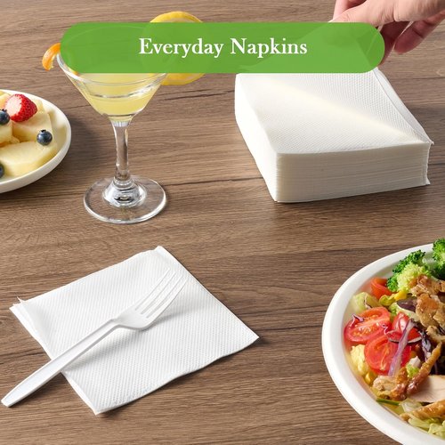 ECOLipak Lunch Napkins - 250 Count Soft & Absorbent 2-Ply Paper Napkins | 6.5x6.5 Inch Folded