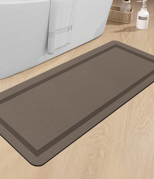 chakme Bathroom Mat Rugs Large 59x24, Ultra Thin Magic Mat Bathroom Rug Non Slip Bath Rugs Quick Dry Absorbent Bath Mats for Bathroom Floor, (Brown, 59"x24")