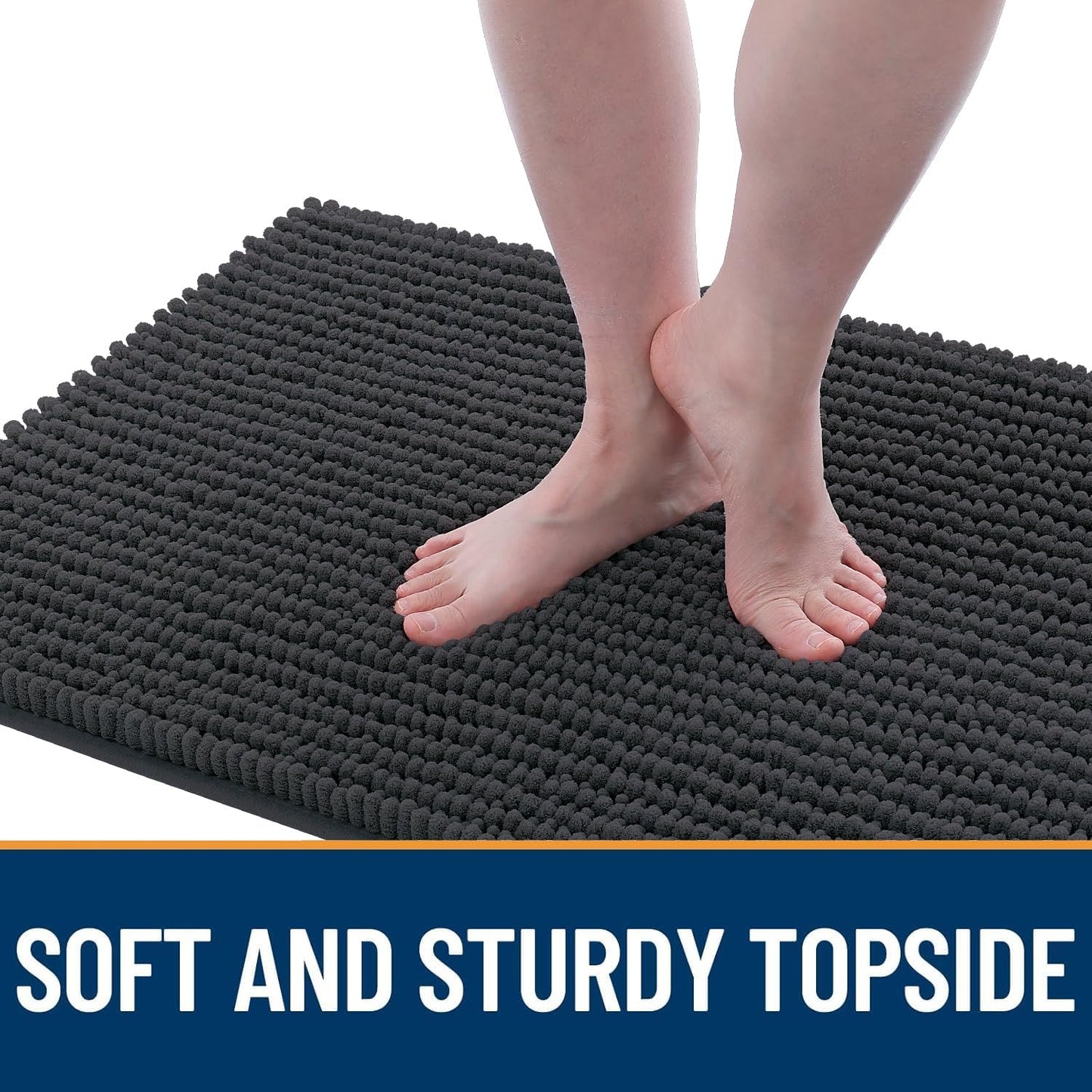 OLANLY Dog Door Mat - Ultra Absorbent Chenille Mud Doormat | Non-Slip & Washable 30x20, Dark Grey