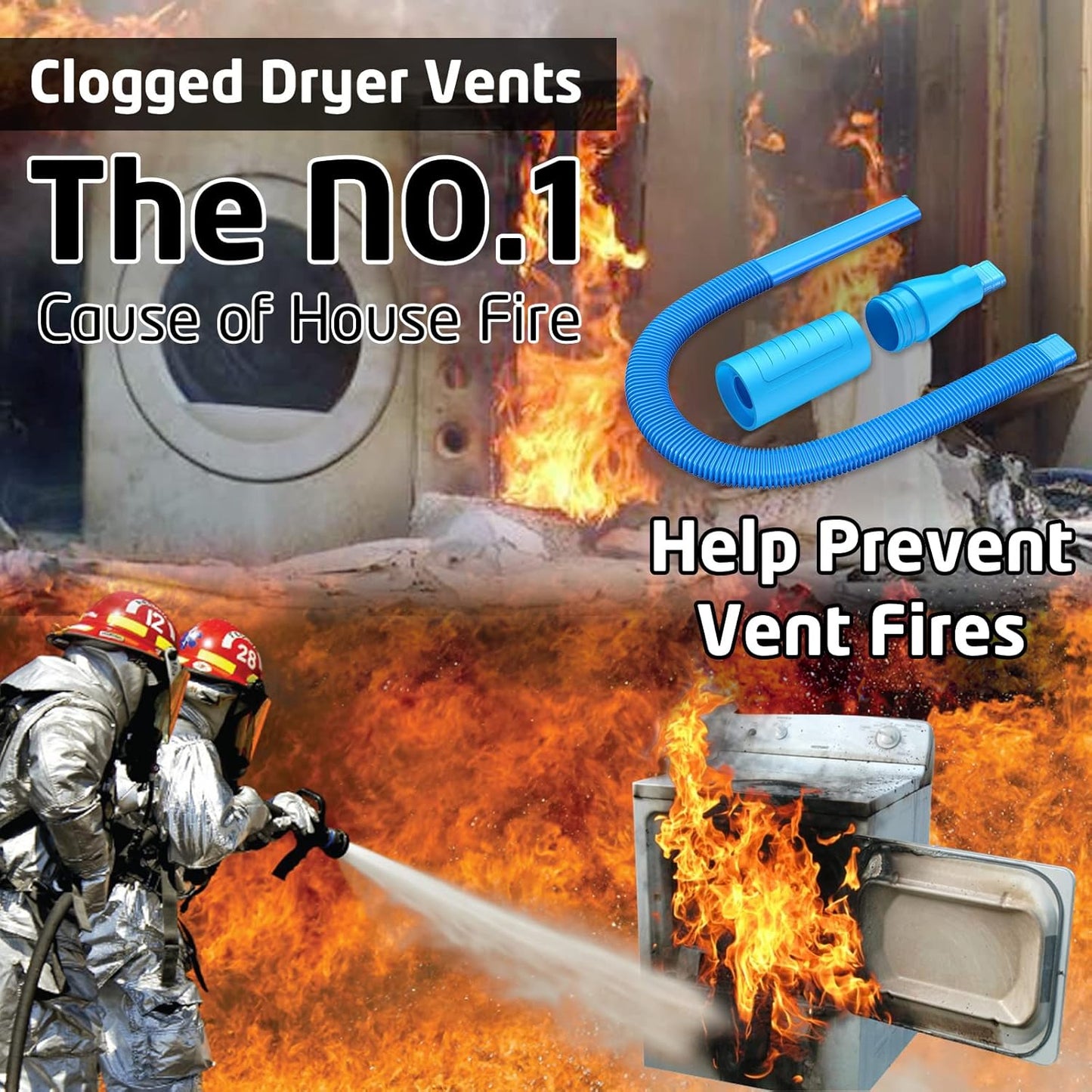 PetOde Dryer Vent Cleaner Kit - Versatile Lint Remover for Power Washer & Vacuum Hose, Multiple Combinations