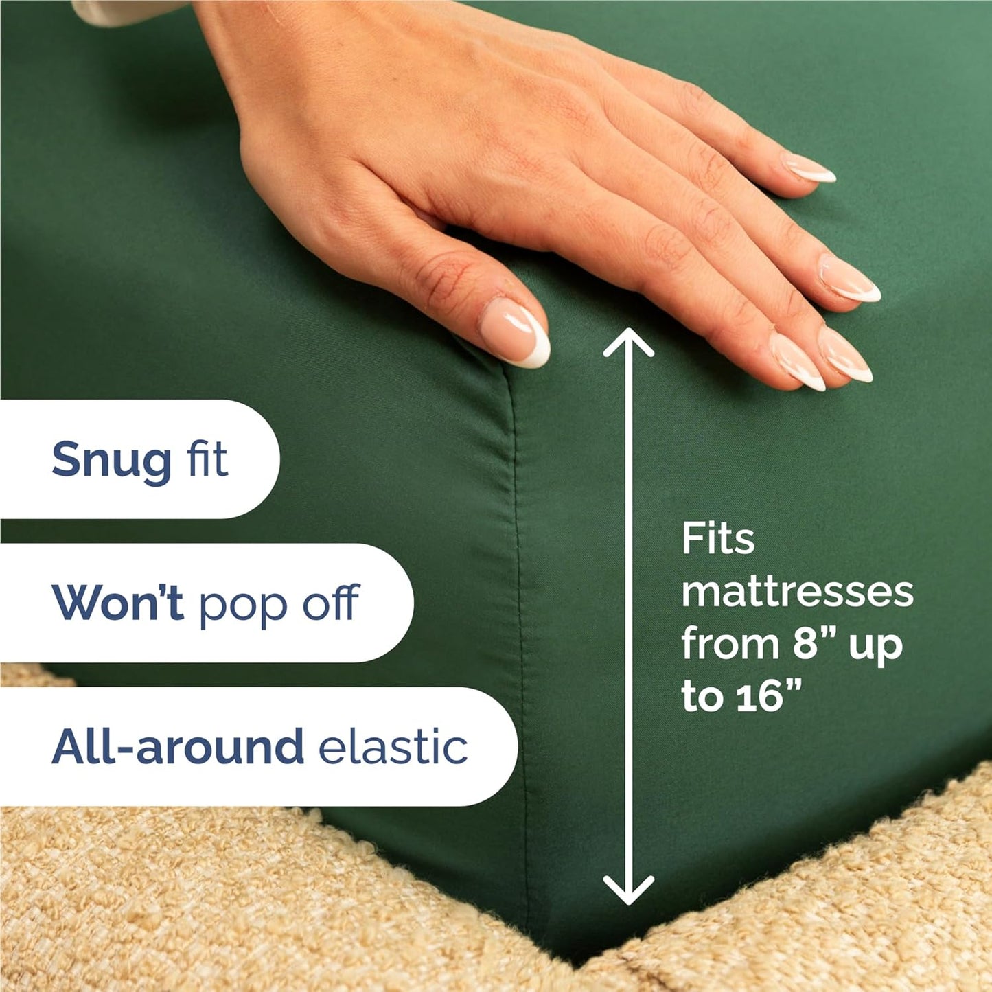 Split King Size 5-Piece Sheet Set - Comfy Cooling Bed Sheets for Luxurious Sleep - Deep Pockets, Soft & Wrinkle-Free - Oeko-Tex Certified - Emerald
