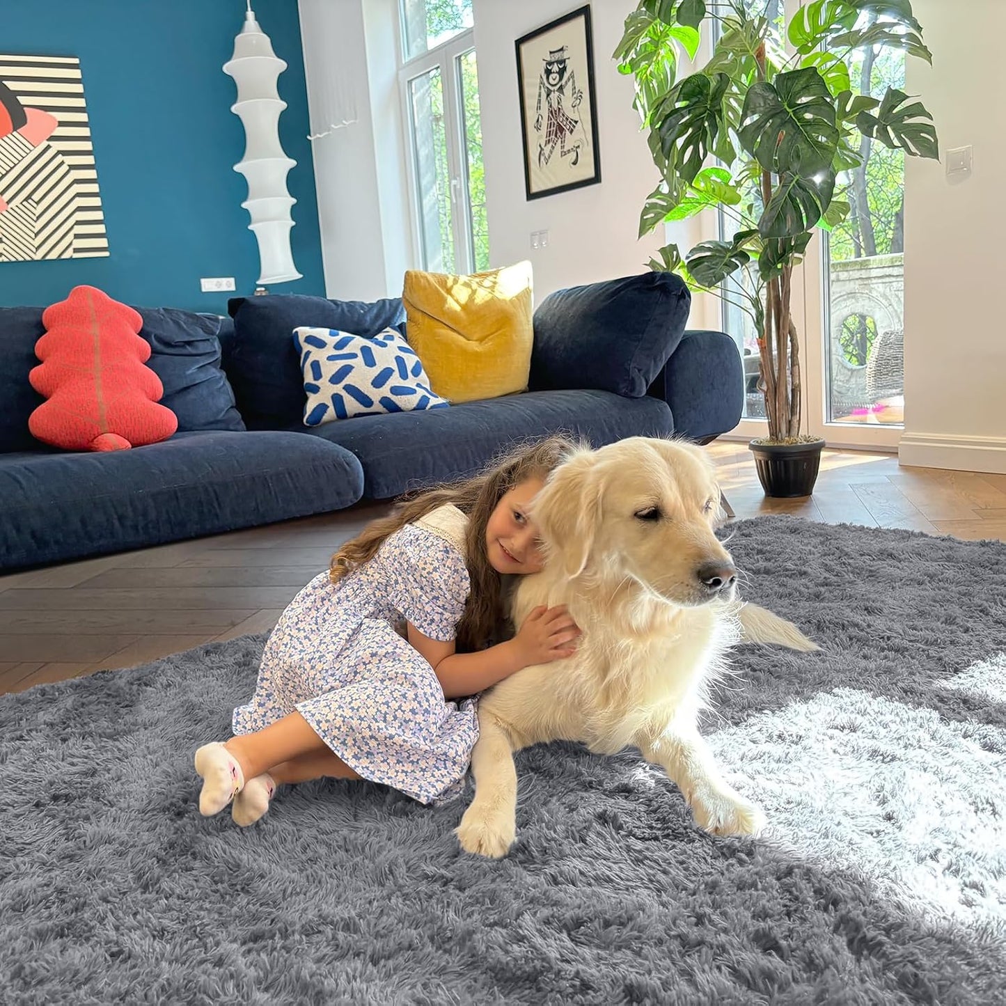 OLANLY Runner Rugs - Soft, Machine Washable Shaggy Carpet for Hallway & Bedroom | Light Grey, 2x5 ft