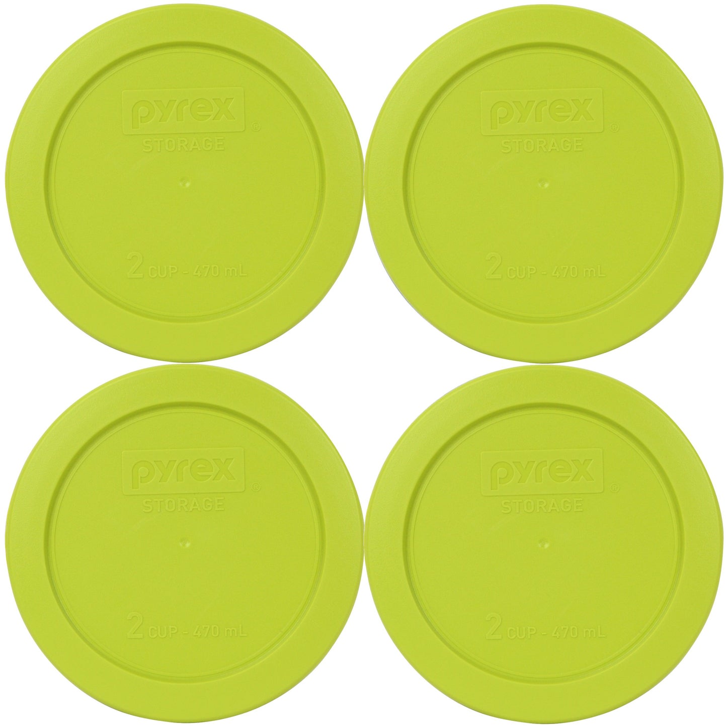 Pyrex 7200-PC 2-Cup Edamame Green Food Storage Replacement Lid (4-Pack) - Made in USA