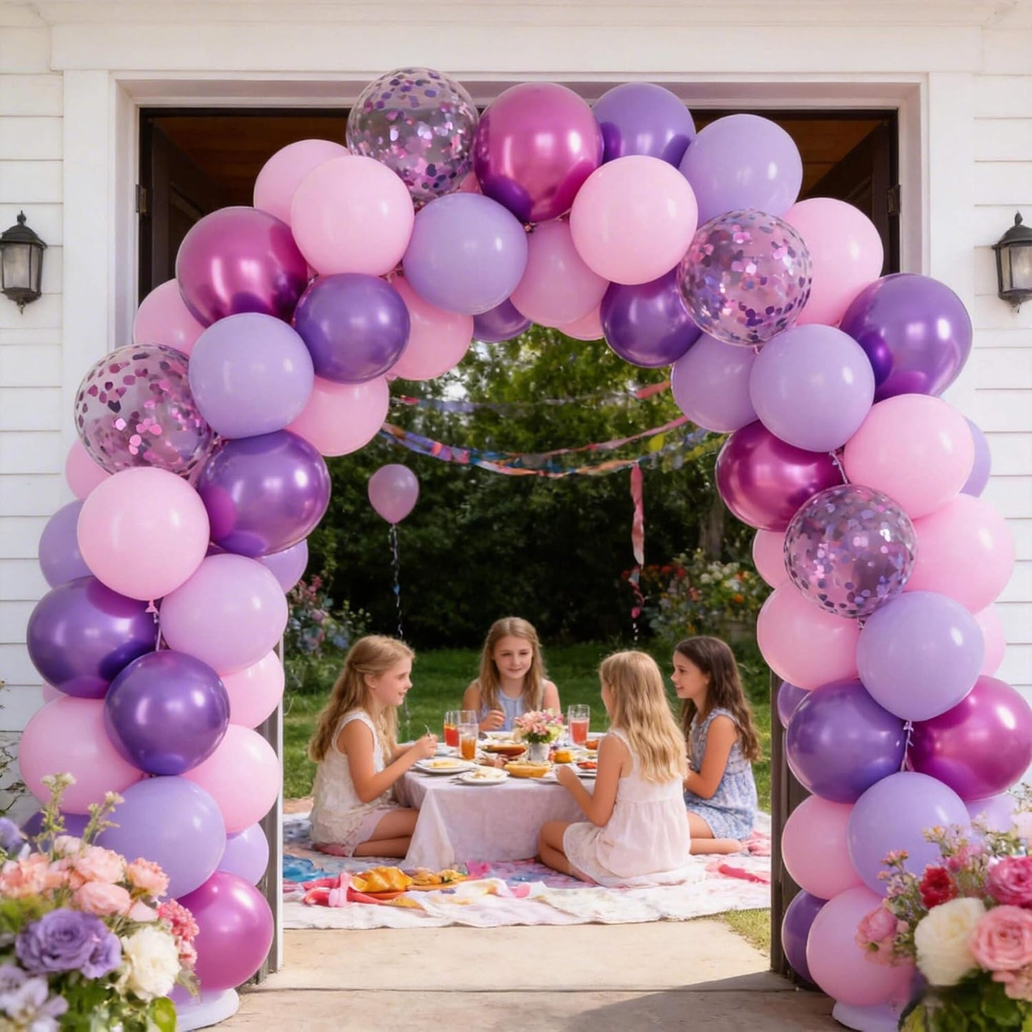 KAWKALSH 68pcs Metallic Pink & Purple Balloons - 12 Inch Confetti Latex for Girls' Birthday & Baby Shower Decor