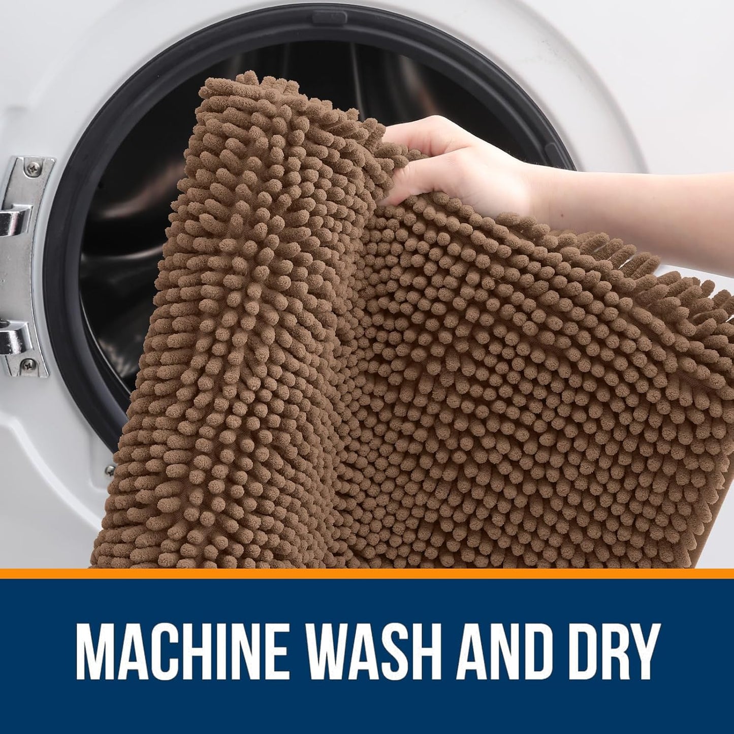 OLANLY Large Bath Rugs - Extra Soft Chenille, Quick-Dry & Machine Washable | 40x24 Mocha Color