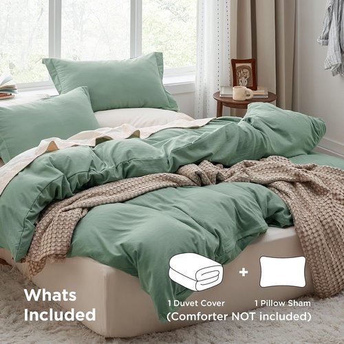 Bedsure Sage Green Duvet Cover Set - Extra Soft Twin/Twin XL Bedding with Zipper Closure & Pillow Sham