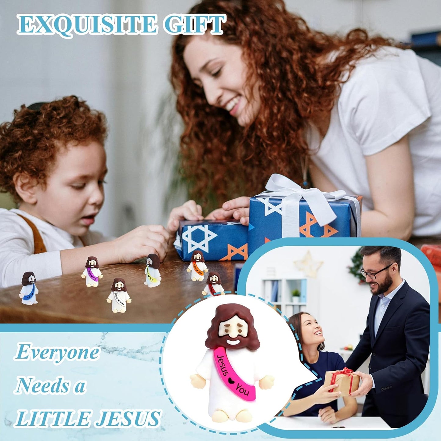Skiennix Little Jesus Figures - 50 Pcs Mini Rubber Toys in 10 Colors for Easter Egg Stuffers & Party Favors