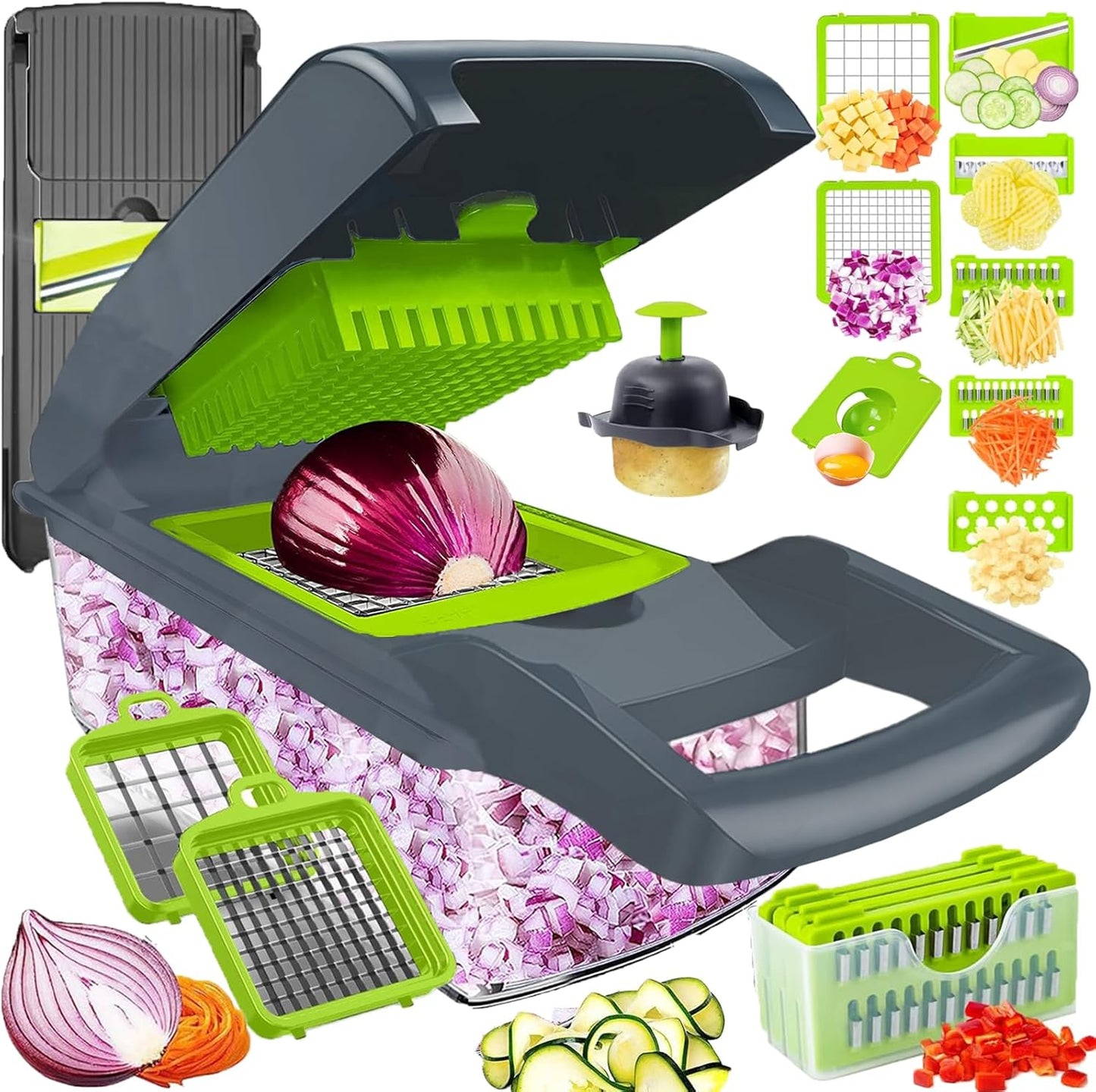 Skiennix Vegetable Chopper Dicer - Stainless Steel Mandoline Slicer & Grater for Veggies, Onion, Potato, Fruit