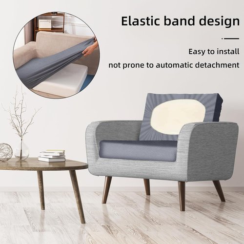 BIETYONE 8Pcs Stretch Patio Cushion Covers - Washable Outdoor Couch Slipcovers | Grey, Cover Only