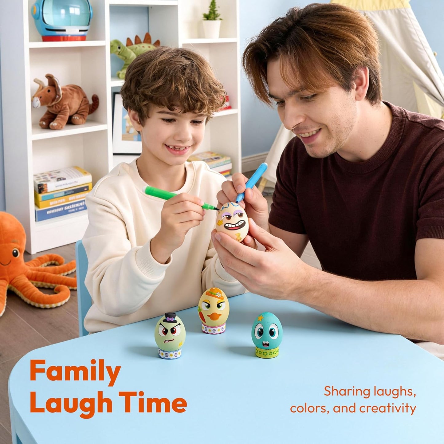 Klever 31PCS Easter Egg Decorating Kit - DIY Dye Tablets & Face Stickers for Kids' Parties
