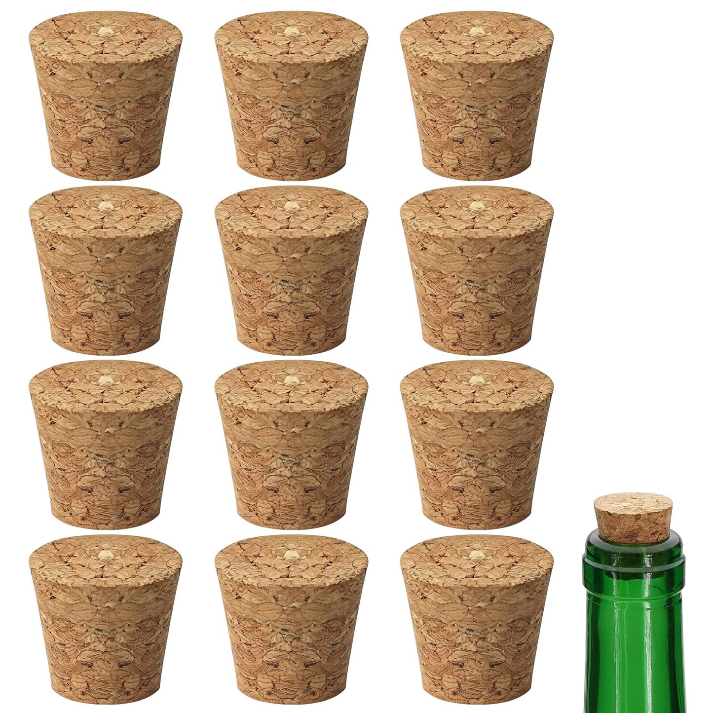 12Pcs Tapered Cork Plugs, 0.86 x 0.66 x 0.79 Inch Wooden Wine Bottle Cork, Stoppers Replacement Corks for Wine Bottles, DIY Crafts 2.2 x1.7 x2cm (12)