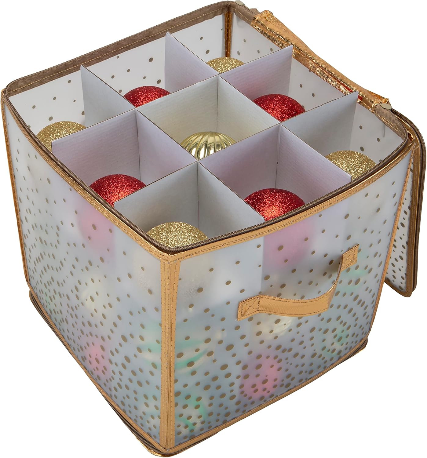Ornament Storage Organizer for 112 Ornaments | Zipper Closure | Space-Saving Red Design