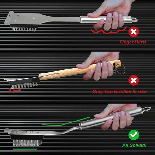 GRILLART Grill Brush - Heavy-Duty Wire BBQ Cleaner with Scraper | 16.5” for Outdoor Grilling