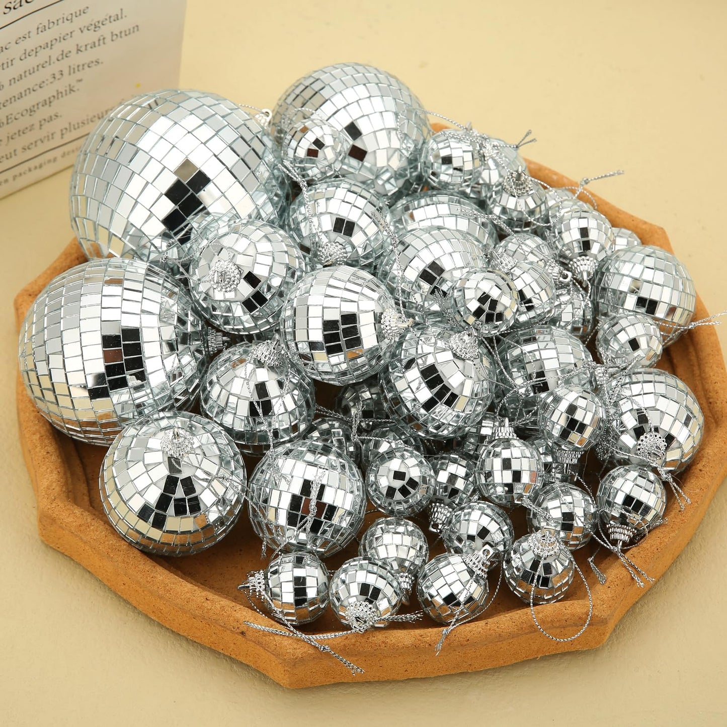 54Pack Disco Ball, Hanging Mirror Disco Ball Ornaments 70s Disco Party Decorations Mini Silver Reflective Christmas Balls for Holiday Wedding Xmas Tree Home Decor