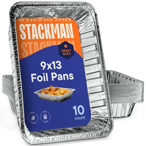 Aluminum Pans 9x13 Disposable Aluminum Foil Pans [10-Pack] Large Baking Pan Trays - Heavy Duty Tin Tray Half Size Chafing Dishes. Food Containers for Roasting, Cooking, Heating or Steam Table