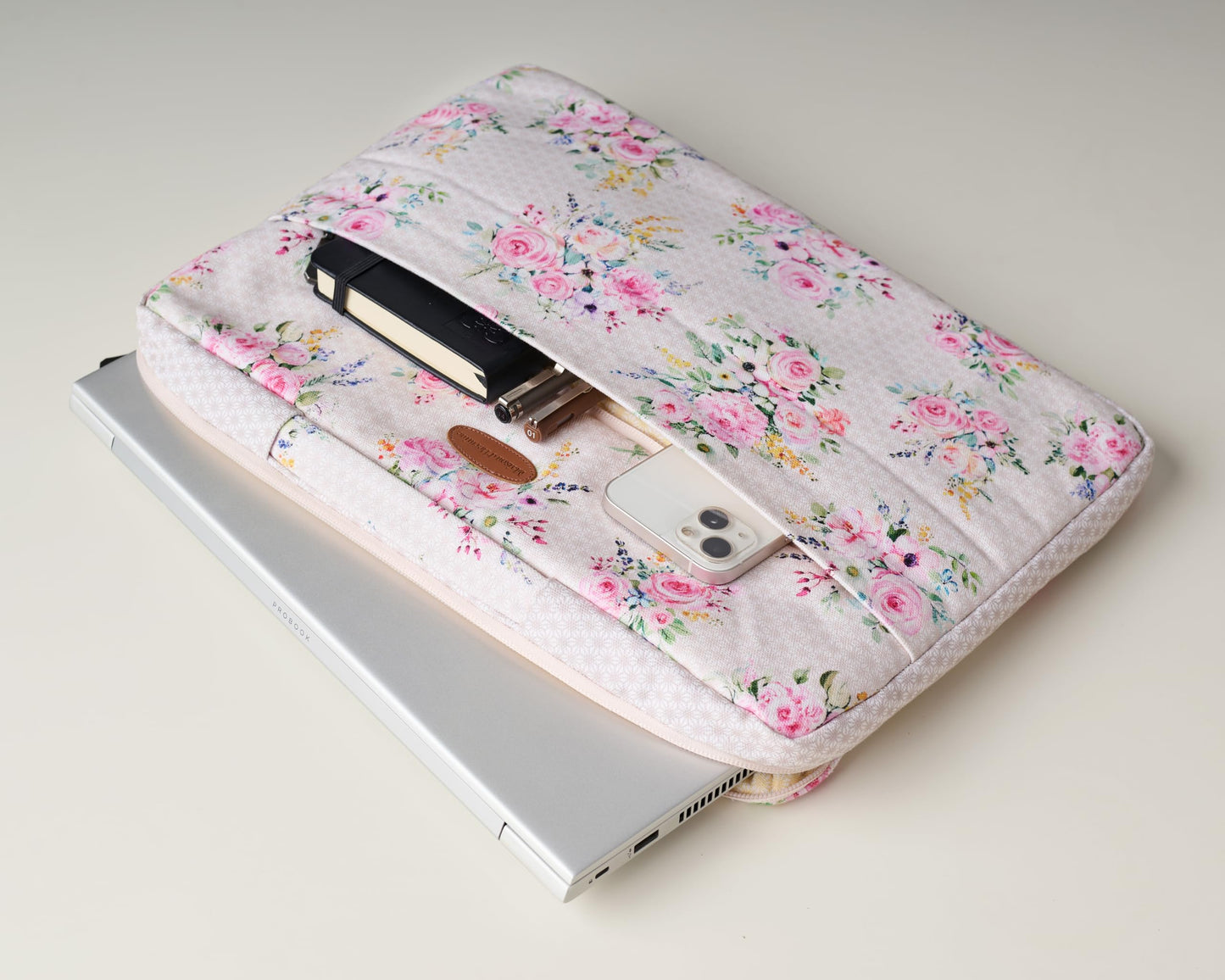 Maison d'Hermine Laptop Sleeve case Upto 13.5 inch Stain and Water Repellent Cotton Canvas Easter Gifts - Sweet Rose Lavender