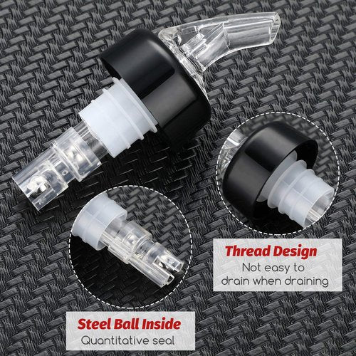 BBTO Automatic Measured Bottle Pourer Spout Liquor Pourers Bottle Jigger Quick Shot Spirit Measure, 1 oz/ 30 ml(Clear, Black,12 Pieces)