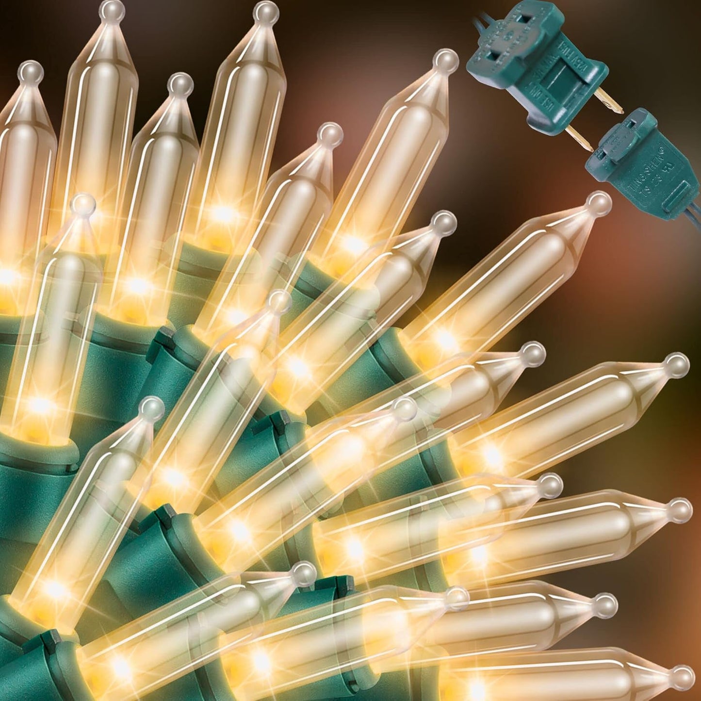 LAMPHOME Clear Warm White Christmas String Lights - 100 Count 19.6Ft Waterproof Indoor/Outdoor Decor