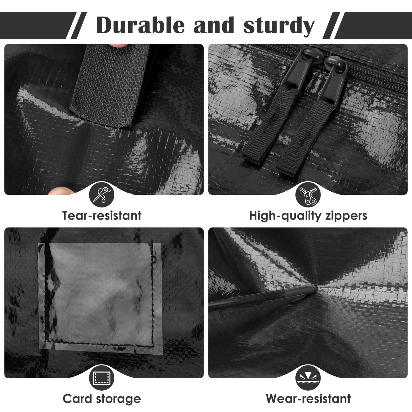 RMOHRO 12 Pack Moving Bags with Full-Open Side Zipper, Extra Large 93L Heavy Duty Waterproof Foldable Storage Totes for College Dorm, Moving & Home Organization Black