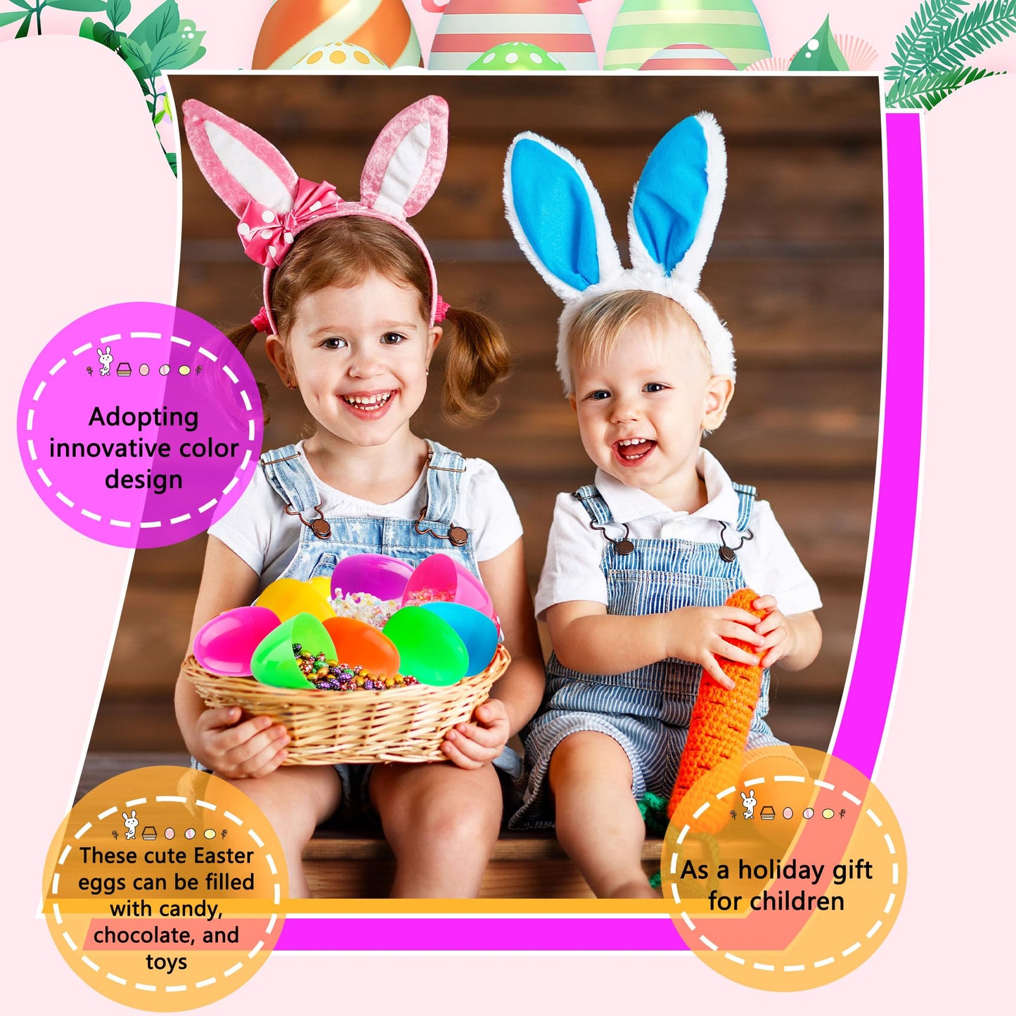 4 Inch Plastic Fillable Easter Eggs 36/54/ 66/78 pcs Large Colorful Easter Egg Big Flat Bottom Eggs Bulk for Easter Basket Fillers Egg Hunt Party Supplies (36 Pcs (6 Color) - Flat Bottom (4 Inch))