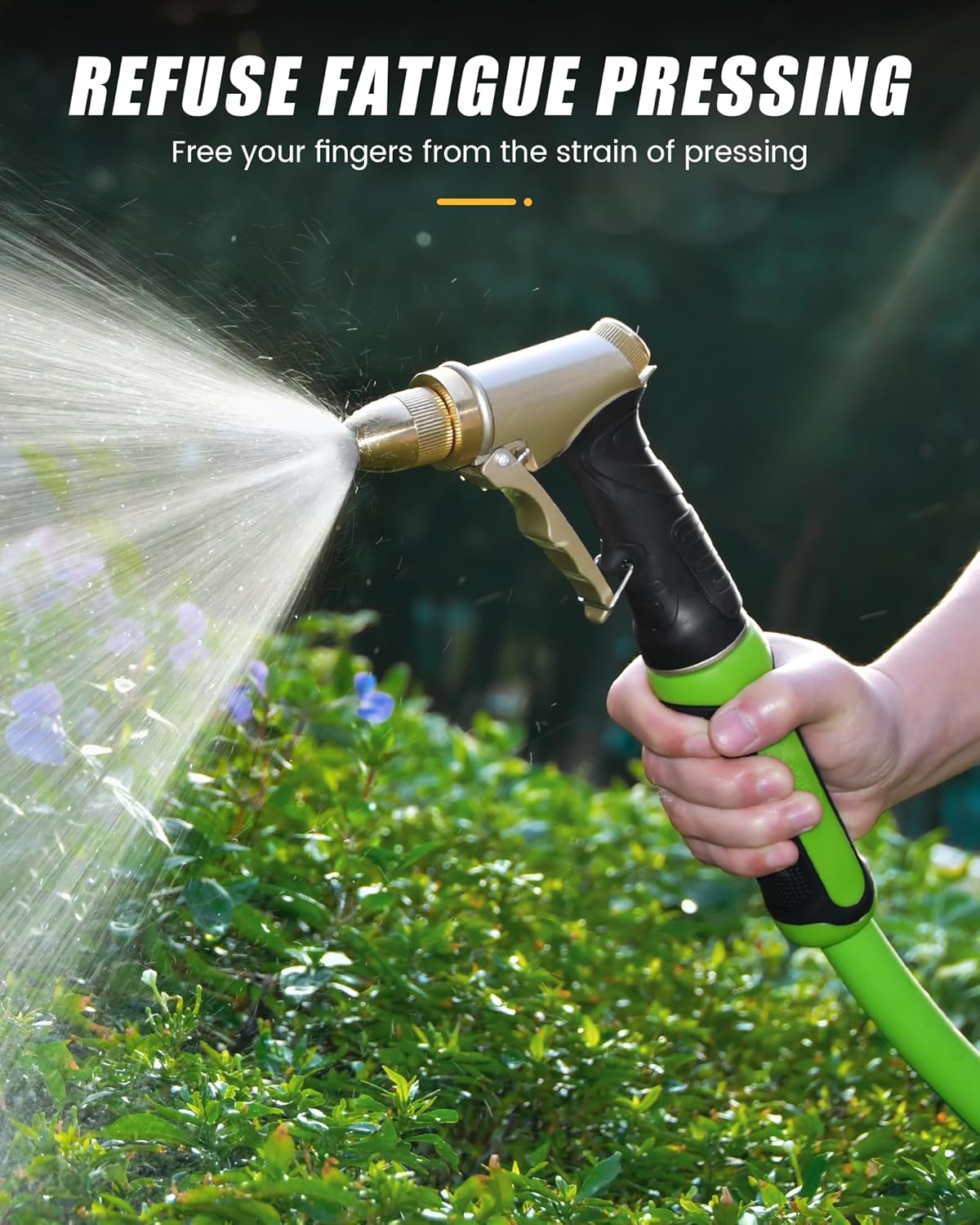 RAINPOINT Heavy Duty Metal Garden Hose Nozzle - Adjustable High Pressure Spray for Plants, Cars & Pets