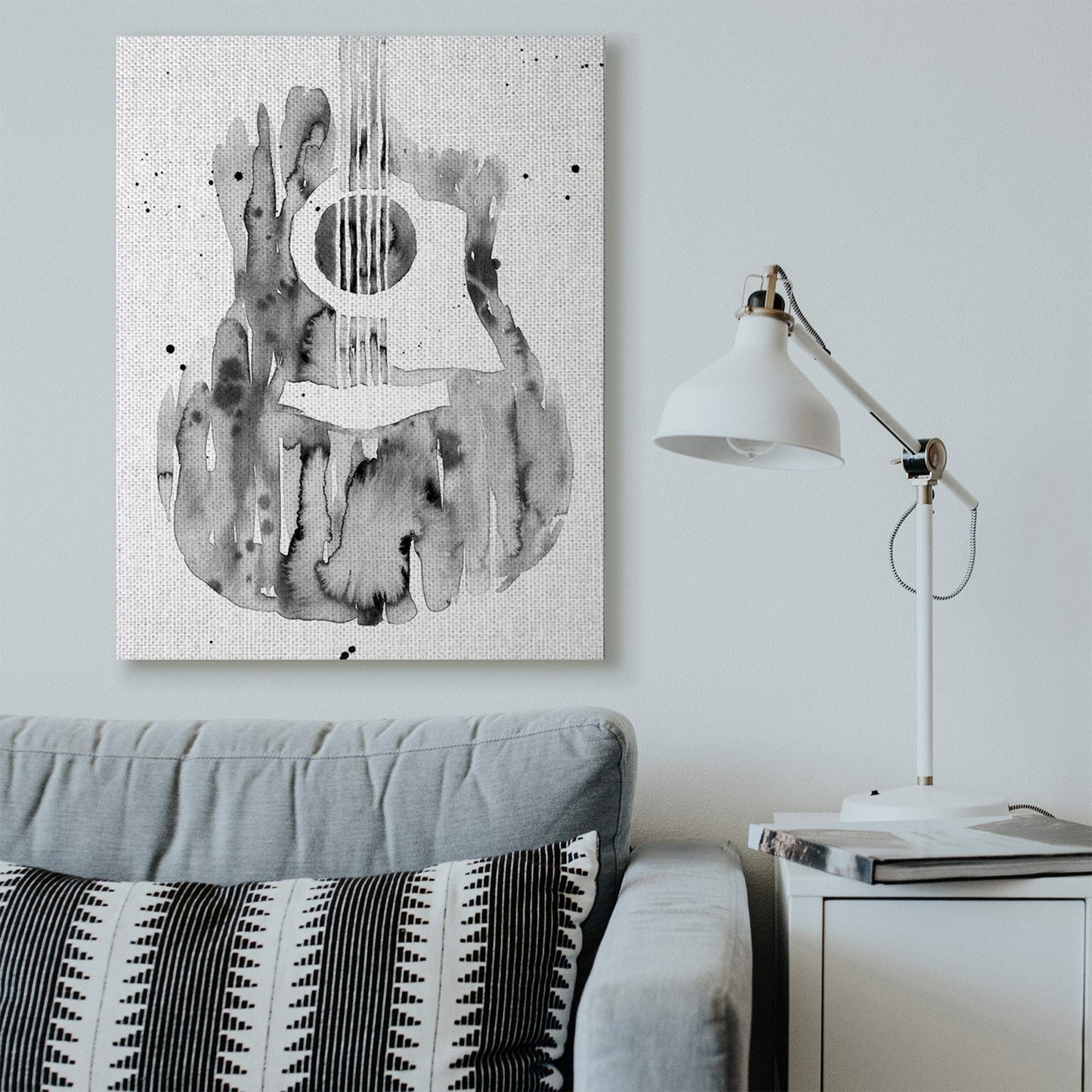 'Abstract Guitar Watercolor Pattern Painting'| Canvas Art