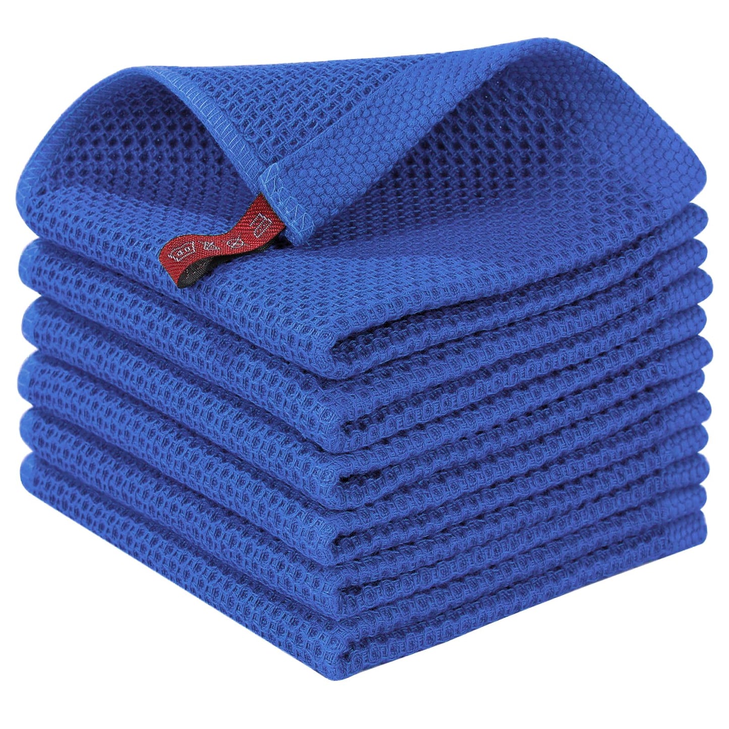 Homaxy 100% Cotton Waffle Weave Kitchen Dish Towels, Ultra Soft Absorbent Quick Drying Cleaning Towel, 13 x 28 Inches, 8-Pack, Blueberry