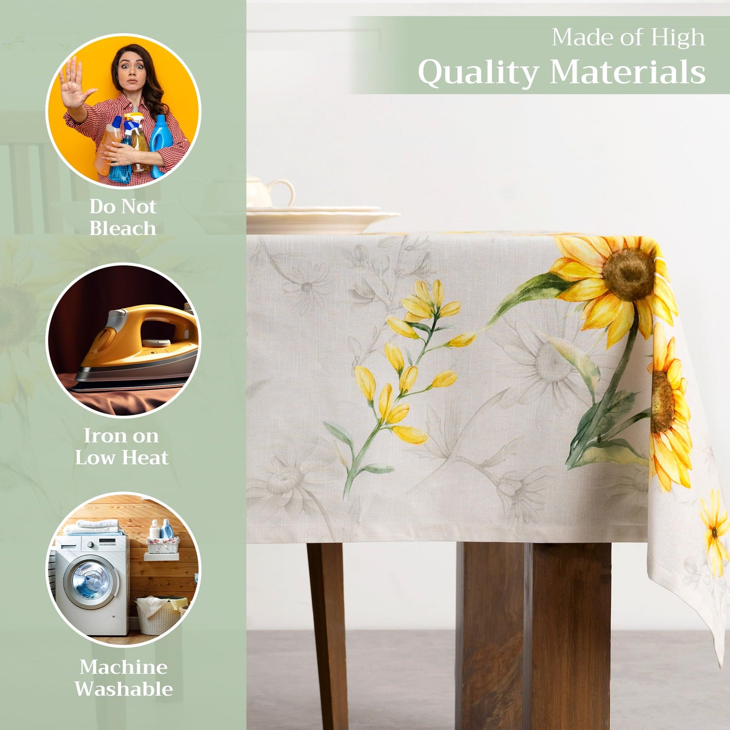 Maison d' Hermine Table Cloth Rectangle Table 100% Cotton 54 x 72 Inches Tablecloth Reusable Decorative for Dining Kitchen Room Farmhouse Home Gifts for Mothers Day Spring Summer - Candice