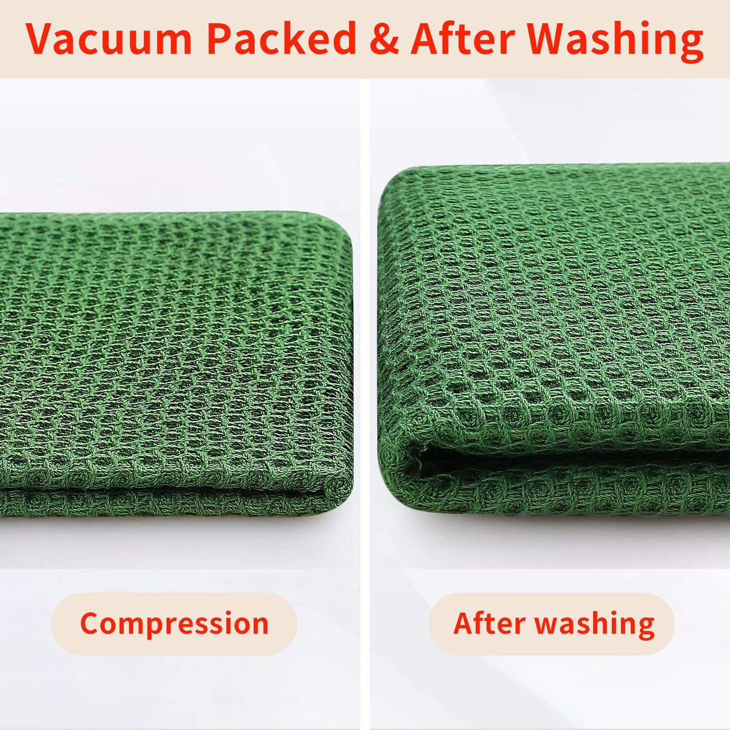 Homaxy 100% Cotton Waffle Weave Kitchen Dish Cloths, Ultra Soft Absorbent Quick Drying Dish Towels, 12 x 12 Inches, 6-Pack, Grass Green